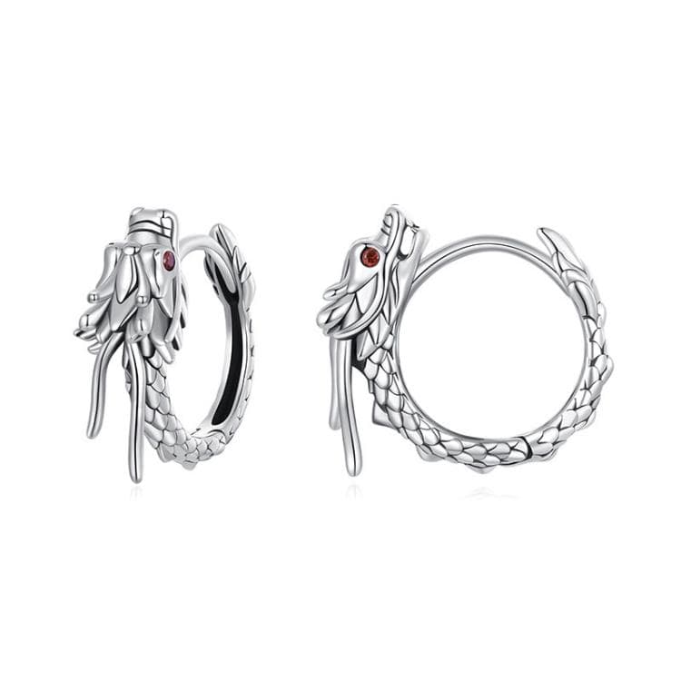 Orecchini a forma di drago volante in argento sterling S925 ossidato (SCE1839) - Immagine 1