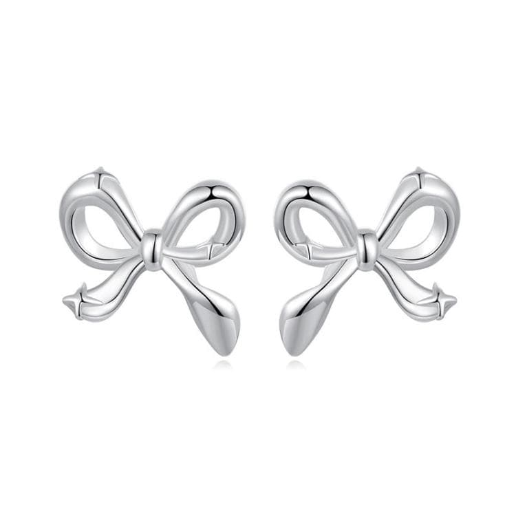 Orecchini a fiocco in argento sterling S925 placcato platino (SCE1838) - Immagine 1