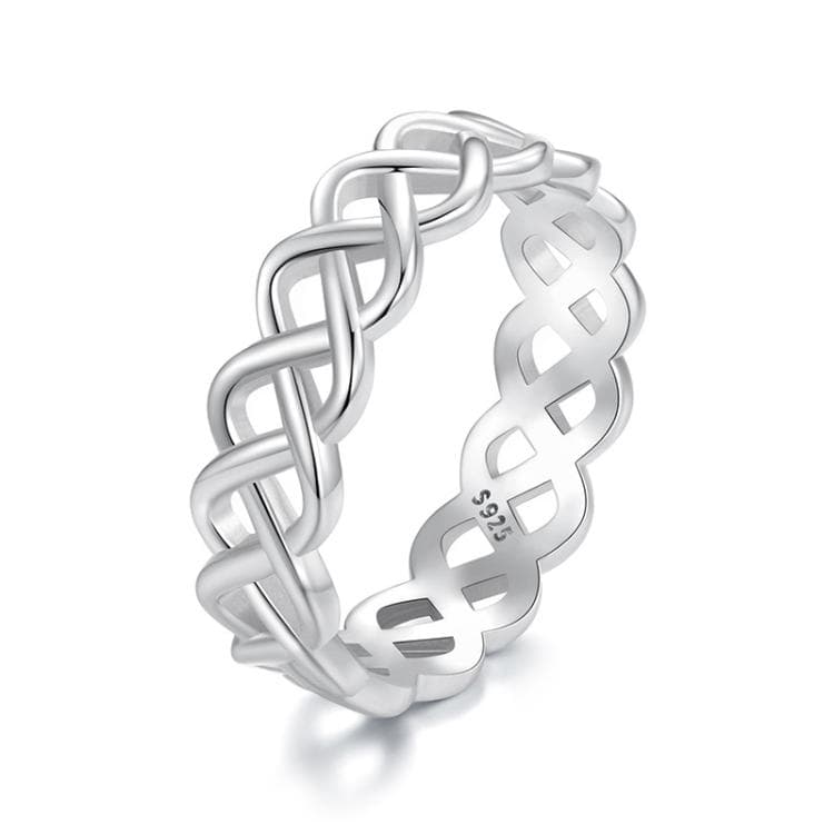 S925 Sterling Silver Platinum-plated Braided Hollow Ring(No.7) - Immagine 1
