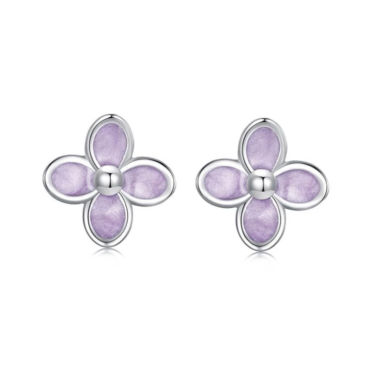 Orecchini lilla placcati platino in argento sterling S925 (SCE1816) - Immagine 1