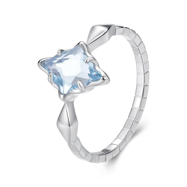 S925 Sterling Silver Platinum Starburst Diamond Ring(No.8) - Immagine 1