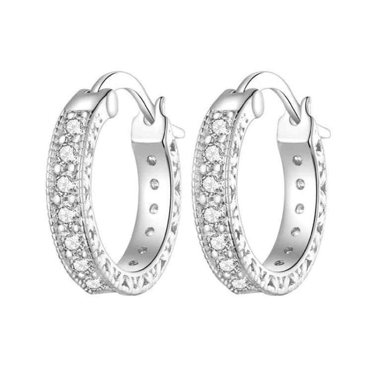 Orecchini in argento sterling S925 con zircone fine e semplici - Immagine 1