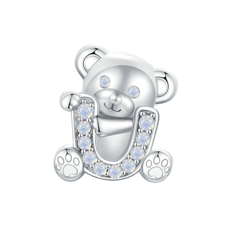 S925 Sterling Silver Valentine Day Cute Bear DIY Beads - Immagine 1