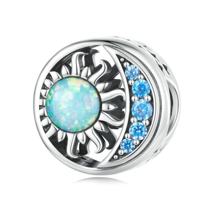 SCC2418 Sterling Silver S925 Sun Star Moon Opal Bracelet Beads - Immagine 1