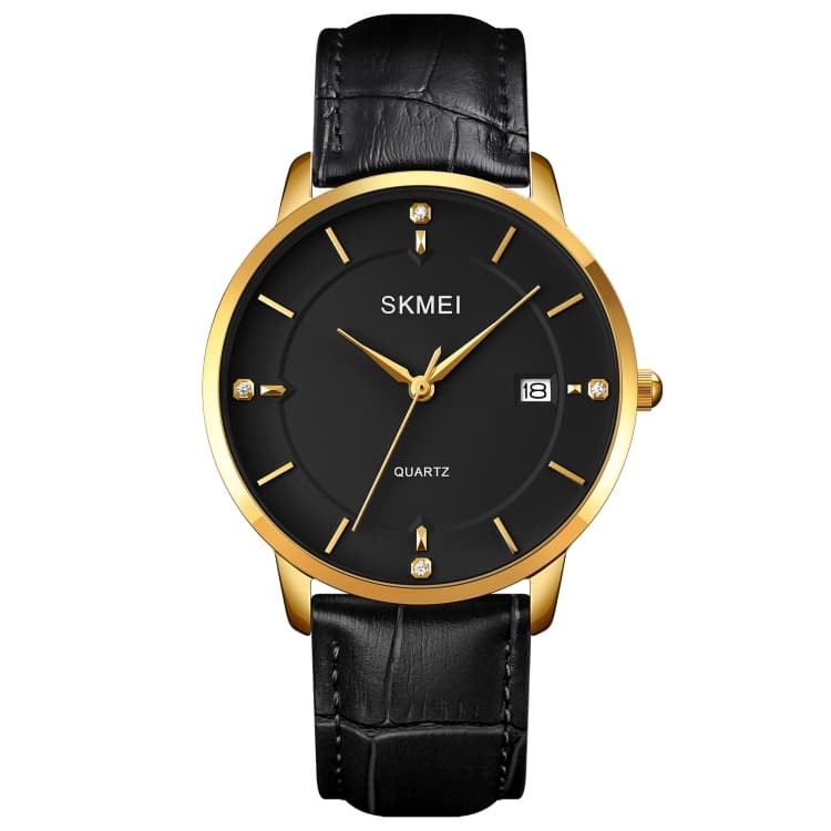 SKMEI 1801 Orologio al quarzo casual da uomo con calendario (Oro e nero) - Immagine 1