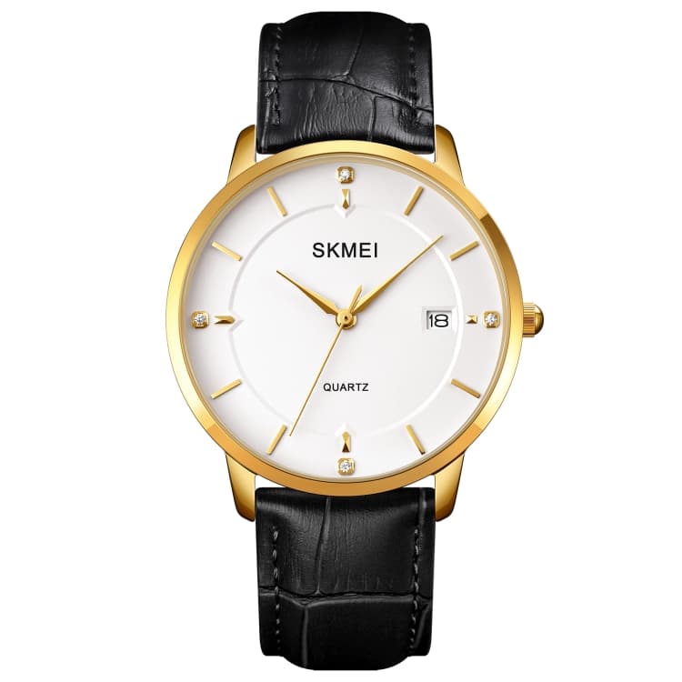SKMEI 1801 Orologio al quarzo casual da uomo con calendario (Oro e Bianco) - Immagine 1