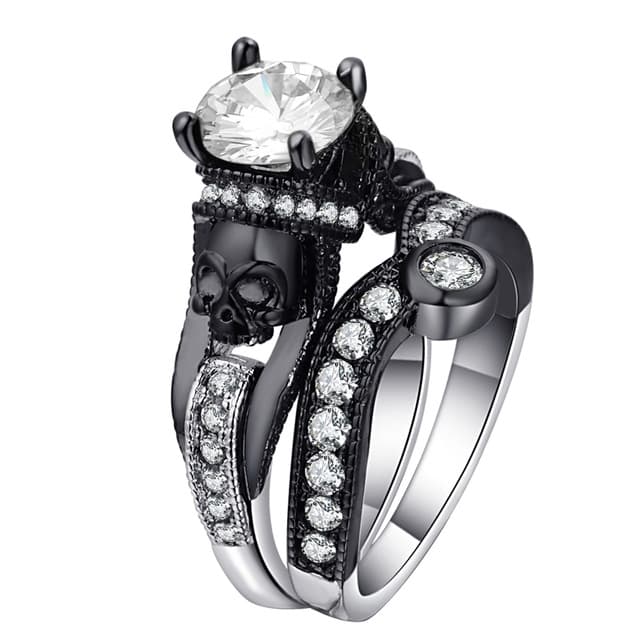 Skull Ring Punk Style Fashion Jewelry, Ring Size:7(White) - Immagine 1