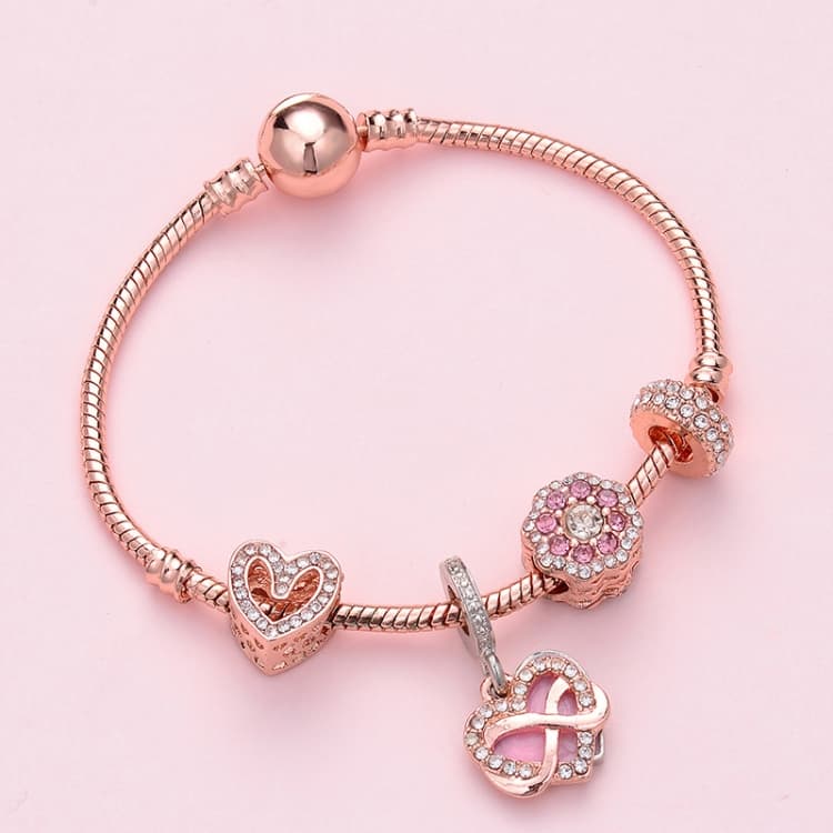 Bracciale in rosa oro con perline da donna SL129 20 cm - Immagine 1