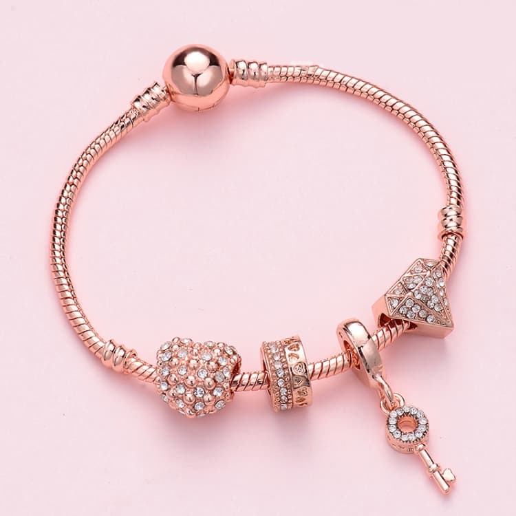 Bracciale con perline rosa oro donna SL133 20 cm - Immagine 1