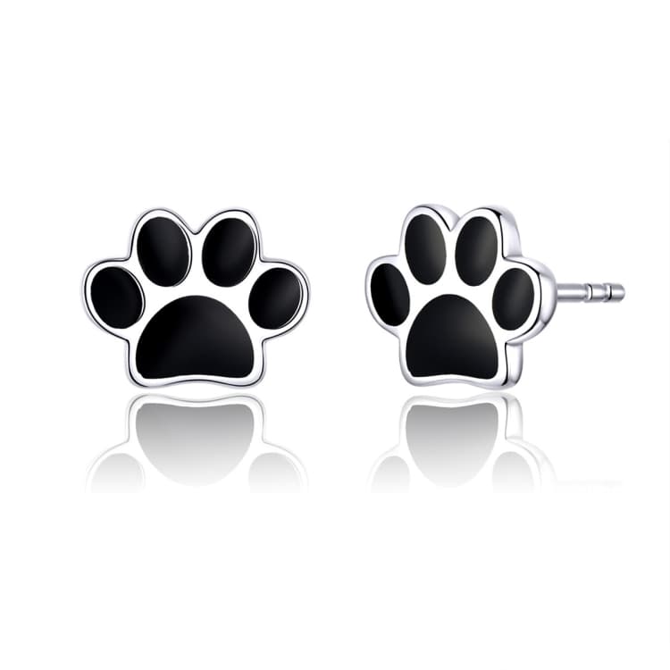 Orecchini a goccia con impronta di zampa in argento sterling - Immagine 1
