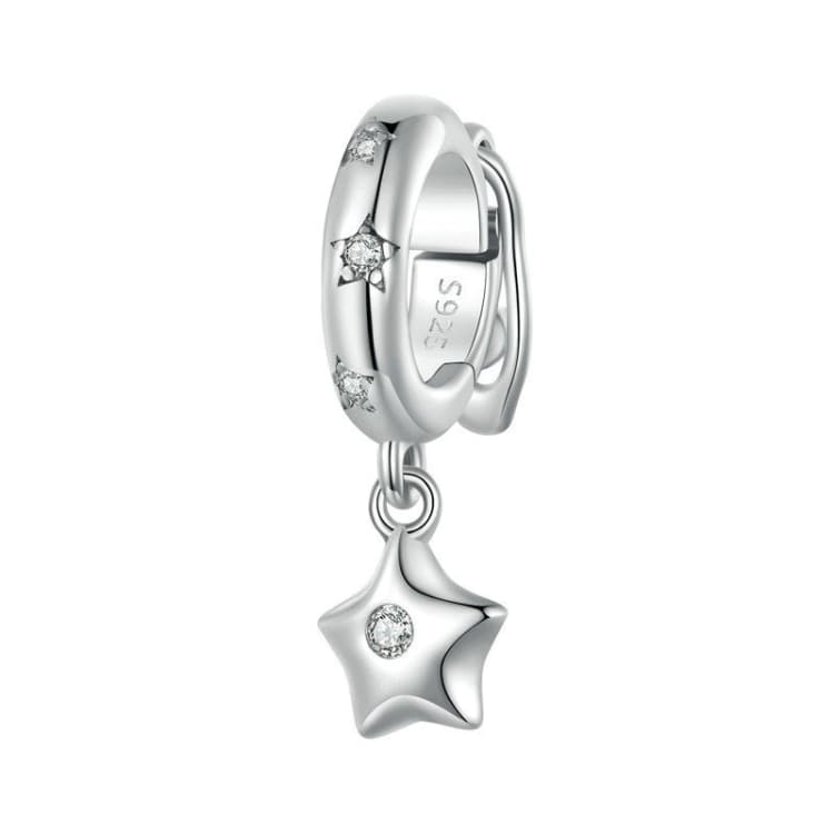Sterling Silver Plated Platinum Pentagram Spacer Bead Fitting - Immagine 1