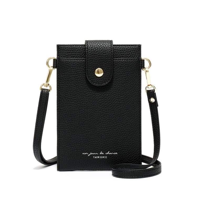T6029 Niche Messenger Bag Thin Ladies Mobile Wallet(Black)