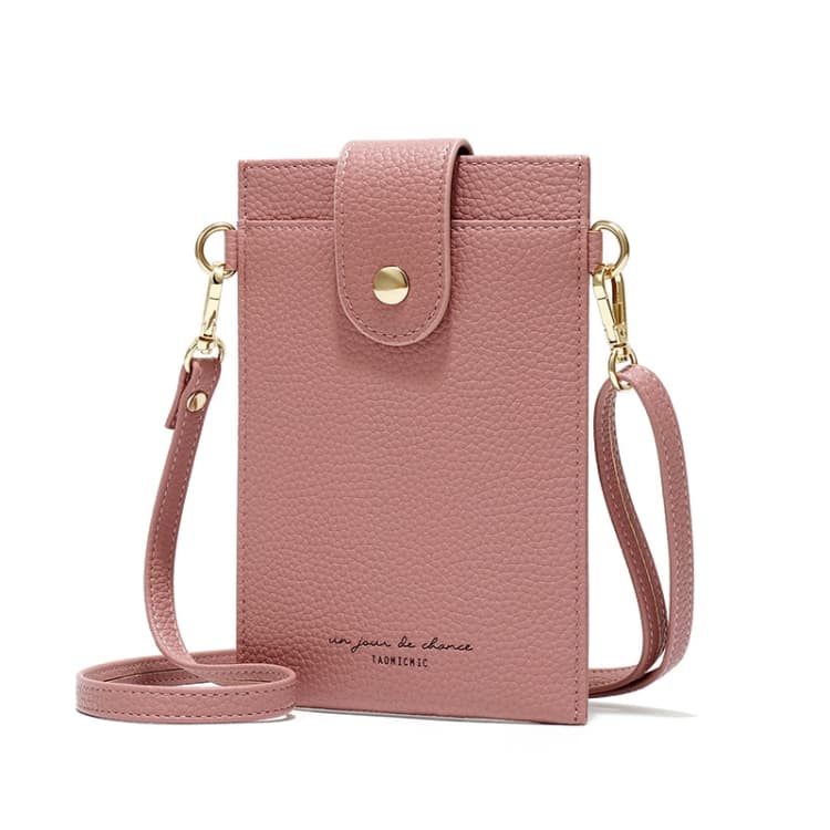 T6029 Niche Messenger Bag Thin Ladies Mobile Wallet(Light Pink)