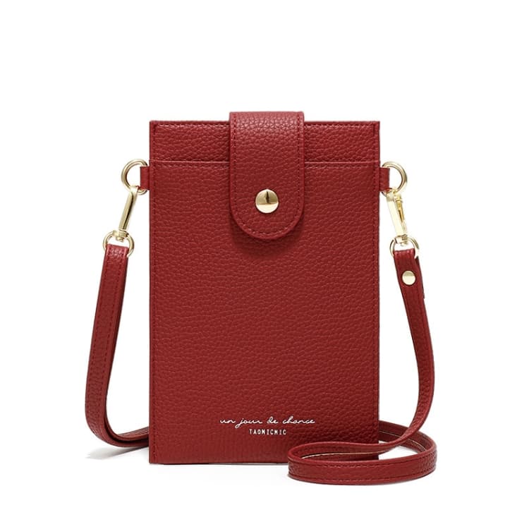 T6029 Niche Messenger Bag Thin Ladies Mobile Wallet(Red)