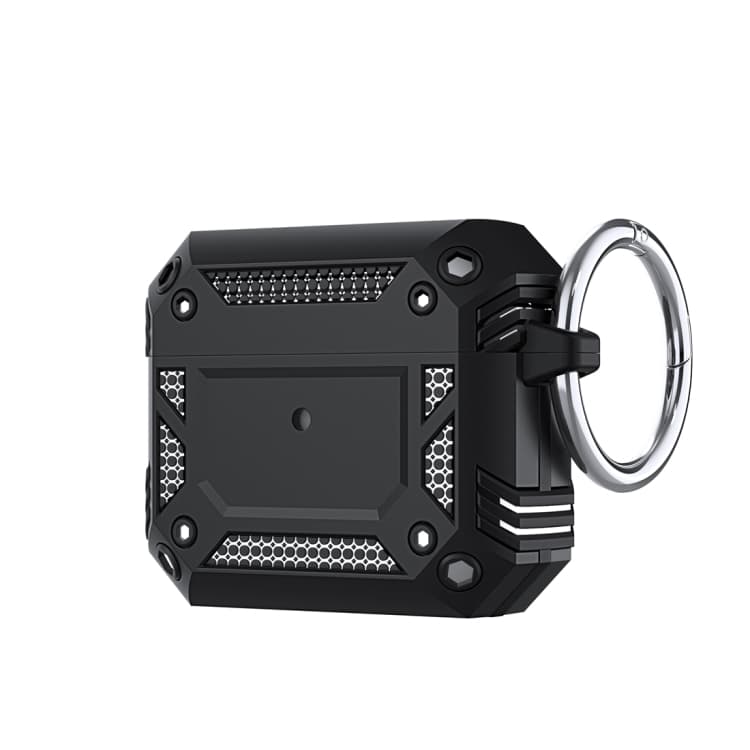 Custodia per auricolari TPU + PC anti-caduta con gancio per AirPods 3 (Nero) - Immagine 1
