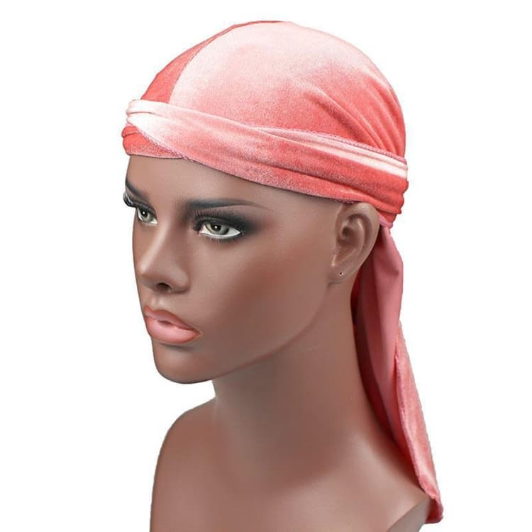 Velvet Turban Cap Long-tailed Pirate Hat Chemotherapy Cap (Pink) - Immagine 1
