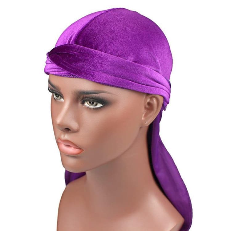 Velvet Turban Cap Long-tailed Pirate Hat Chemotherapy Cap (Purple) - Immagine 1