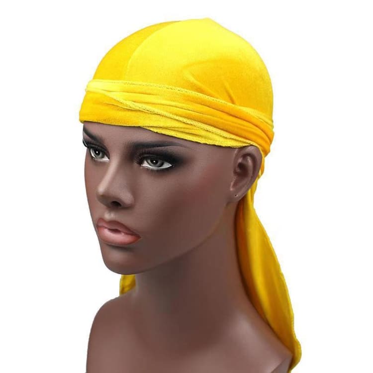 Velvet Turban Cap Long-tailed Pirate Hat Chemotherapy Cap (Yellow) - Immagine 1