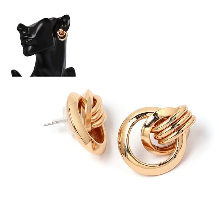 Orecchino a cerchio in metallo punk vintage di tendenza per donna (Oro) - Immagine 1