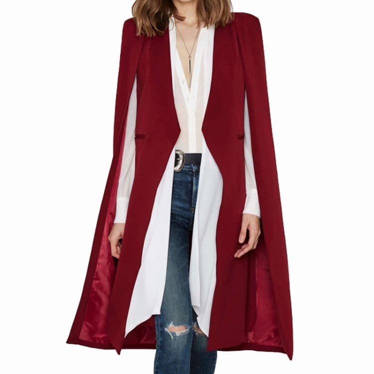 Women Casual Cape Unbuttoned Shawl Coat - Miniatura 4