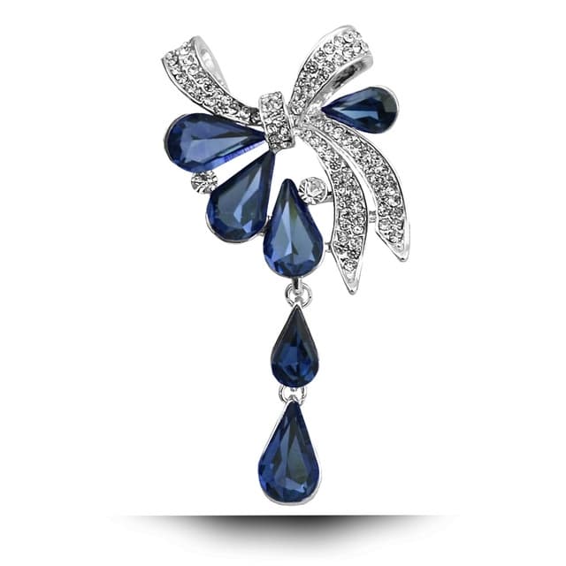 Spilla a farfalla con goccia e nodo per donna (Blu) - Immagine 1
