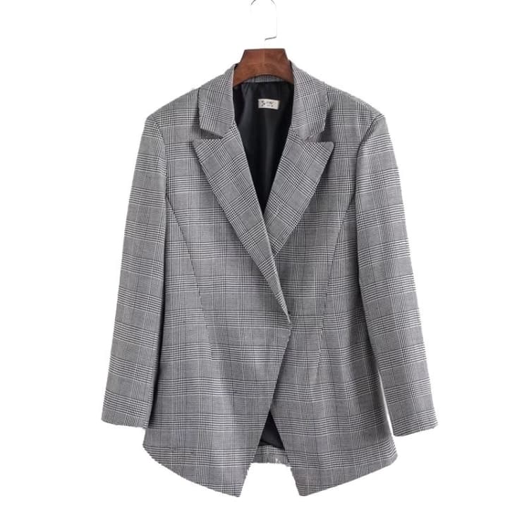 Women Slim Wild Dark Buckle Plaid Fashion Suit - Immagine 1