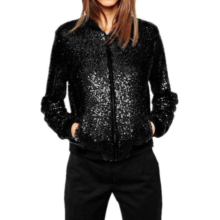 Women Wild Casual Sequin Jacket Short Coat - Miniatura 5