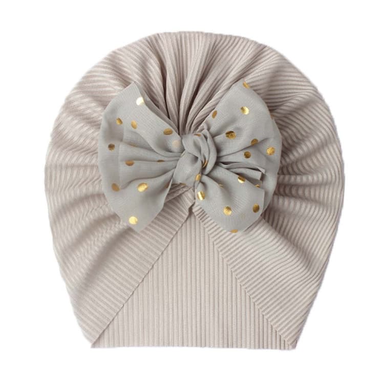 X-21005 Soft Threaded Baby Hats Children Bow Turban Cap(Grey) - Immagine 1