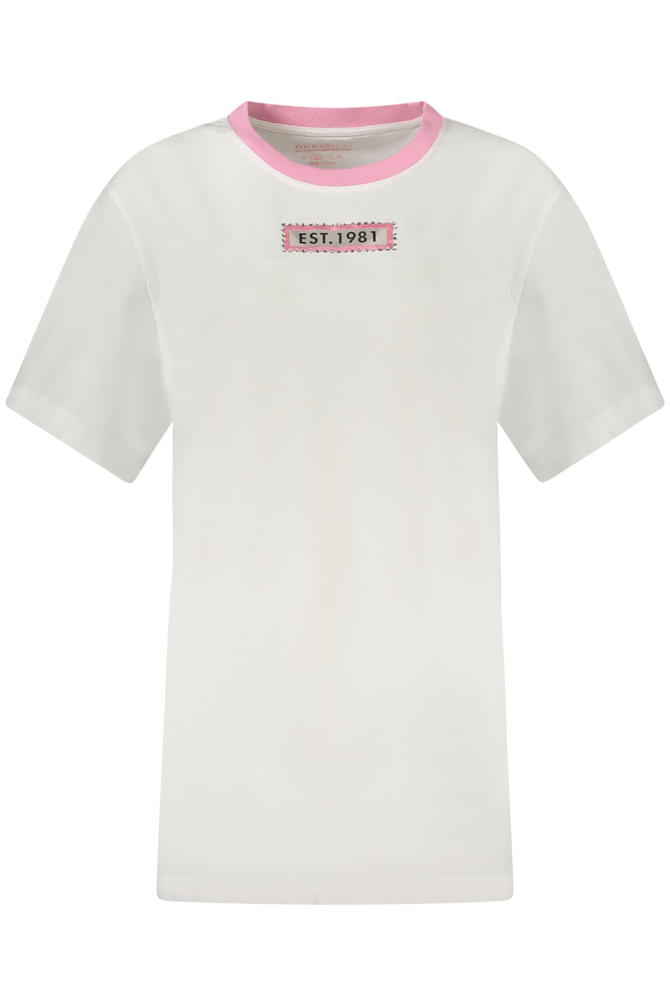 GUESS JEANS T-SHIRT MANICHE CORTE DONNA BIANCO