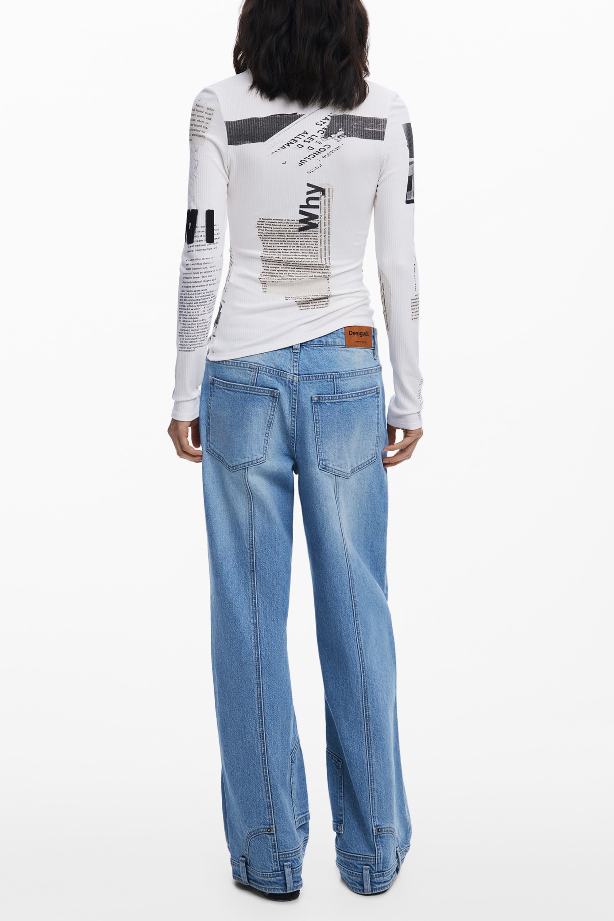 DESIGUAL T-SHIRT MANICHE LUNGHE DONNA BIANCO - Miniatura 2