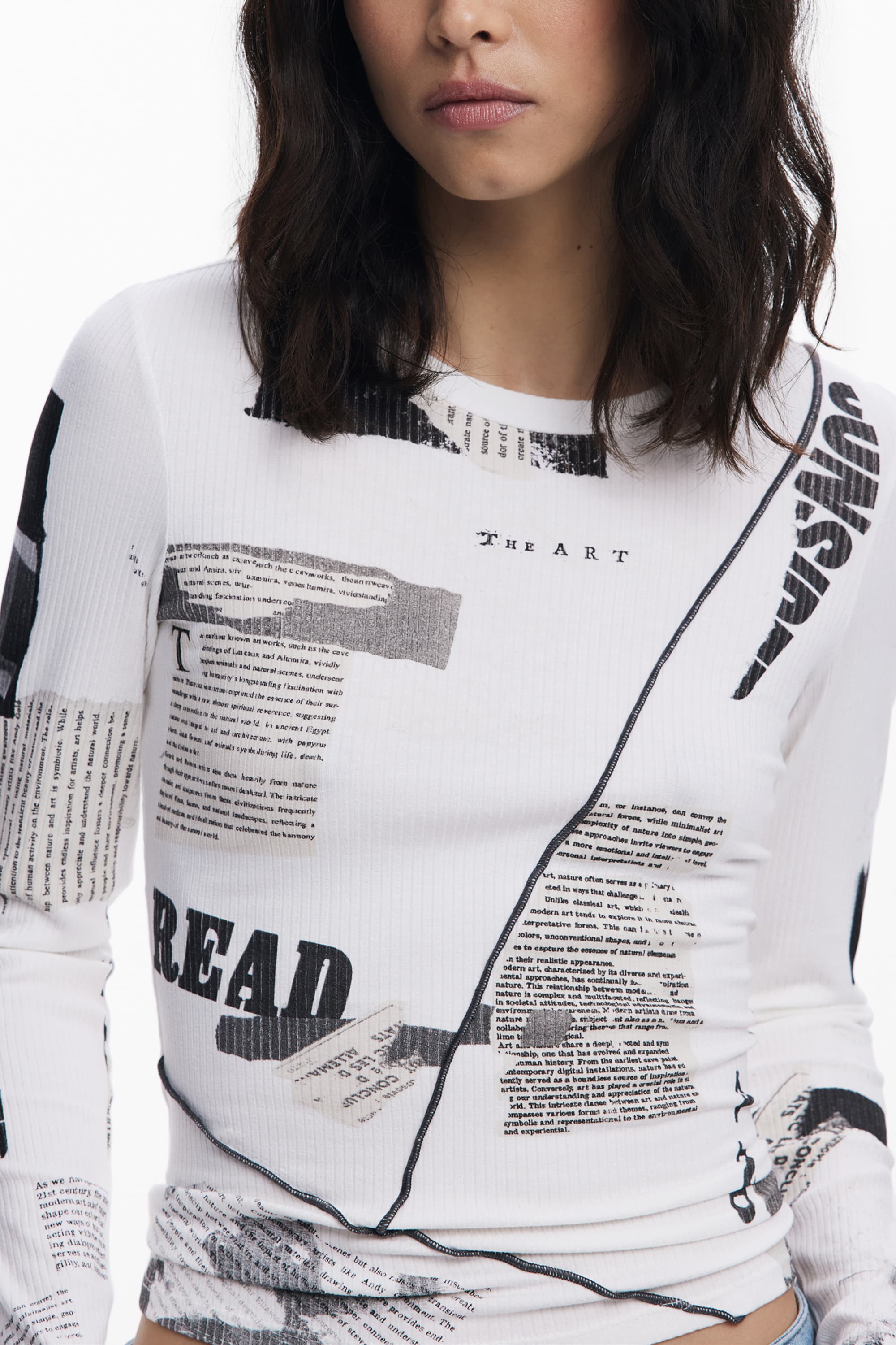 DESIGUAL T-SHIRT MANICHE LUNGHE DONNA BIANCO - Miniatura 3
