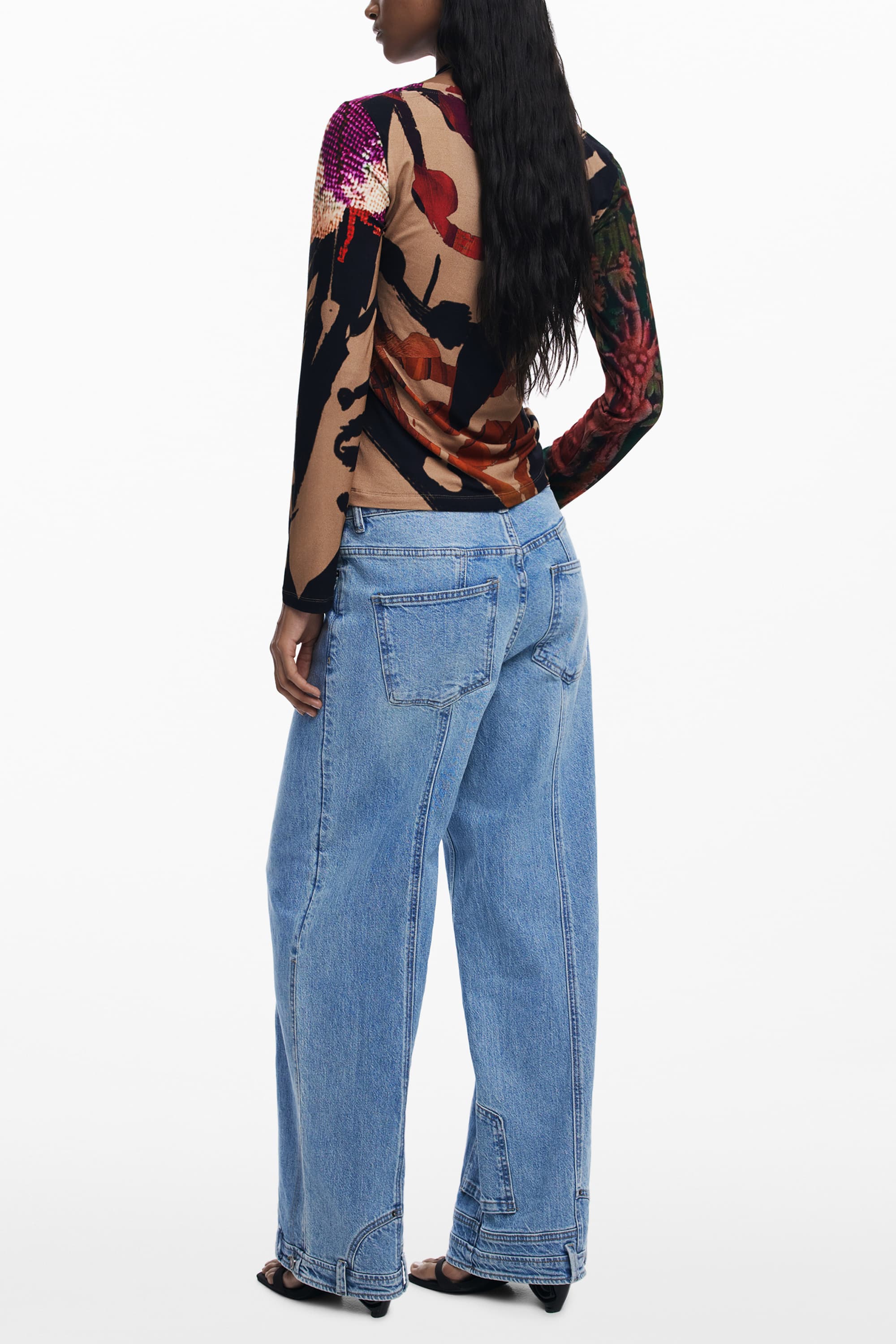 DESIGUAL T-SHIRT MANICHE LUNGHE DONNA MARRONE - Miniatura 2