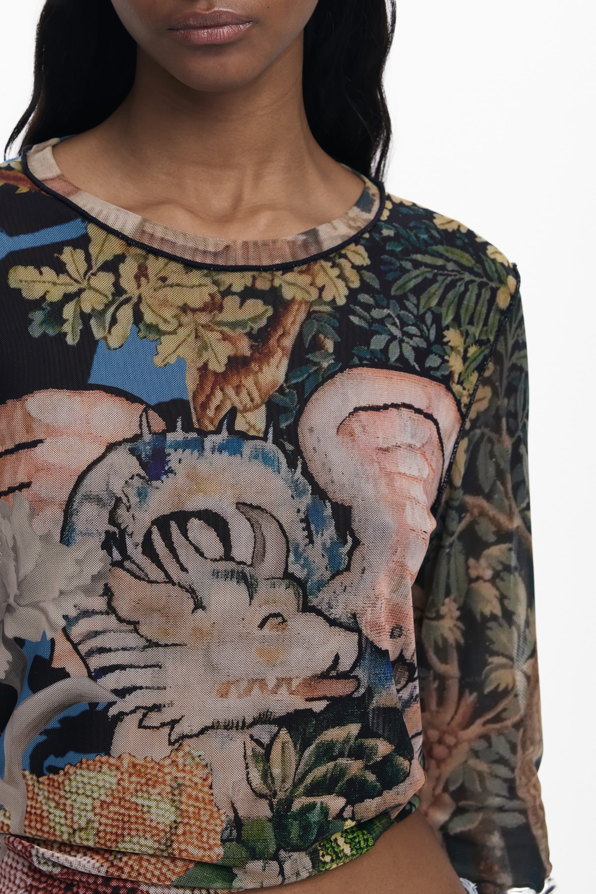 DESIGUAL T-SHIRT MANICHE LUNGHE DONNA NERO - Miniatura 3