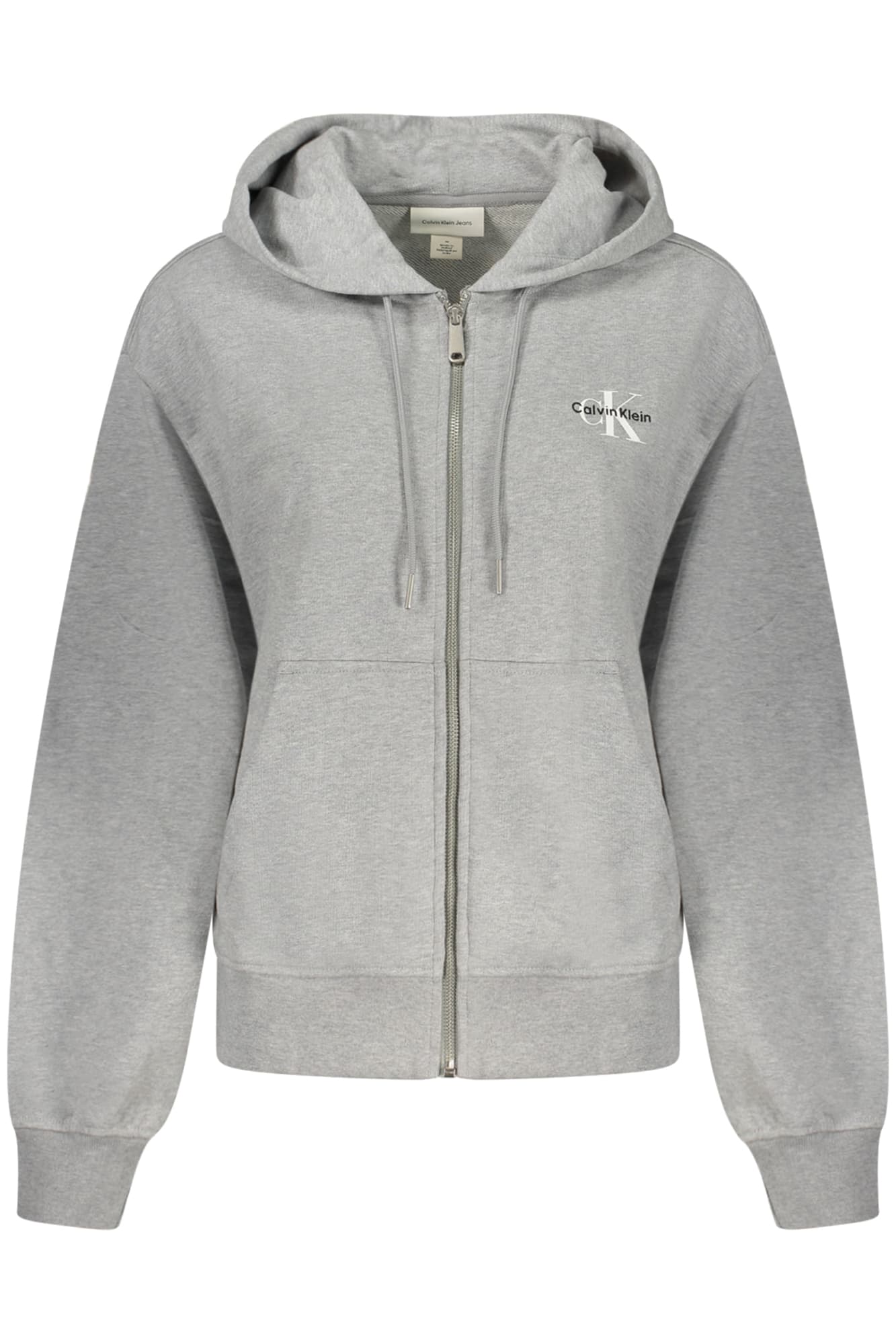 CALVIN KLEIN FELPA CON ZIP DONNA GRIGIO - Immagine 1