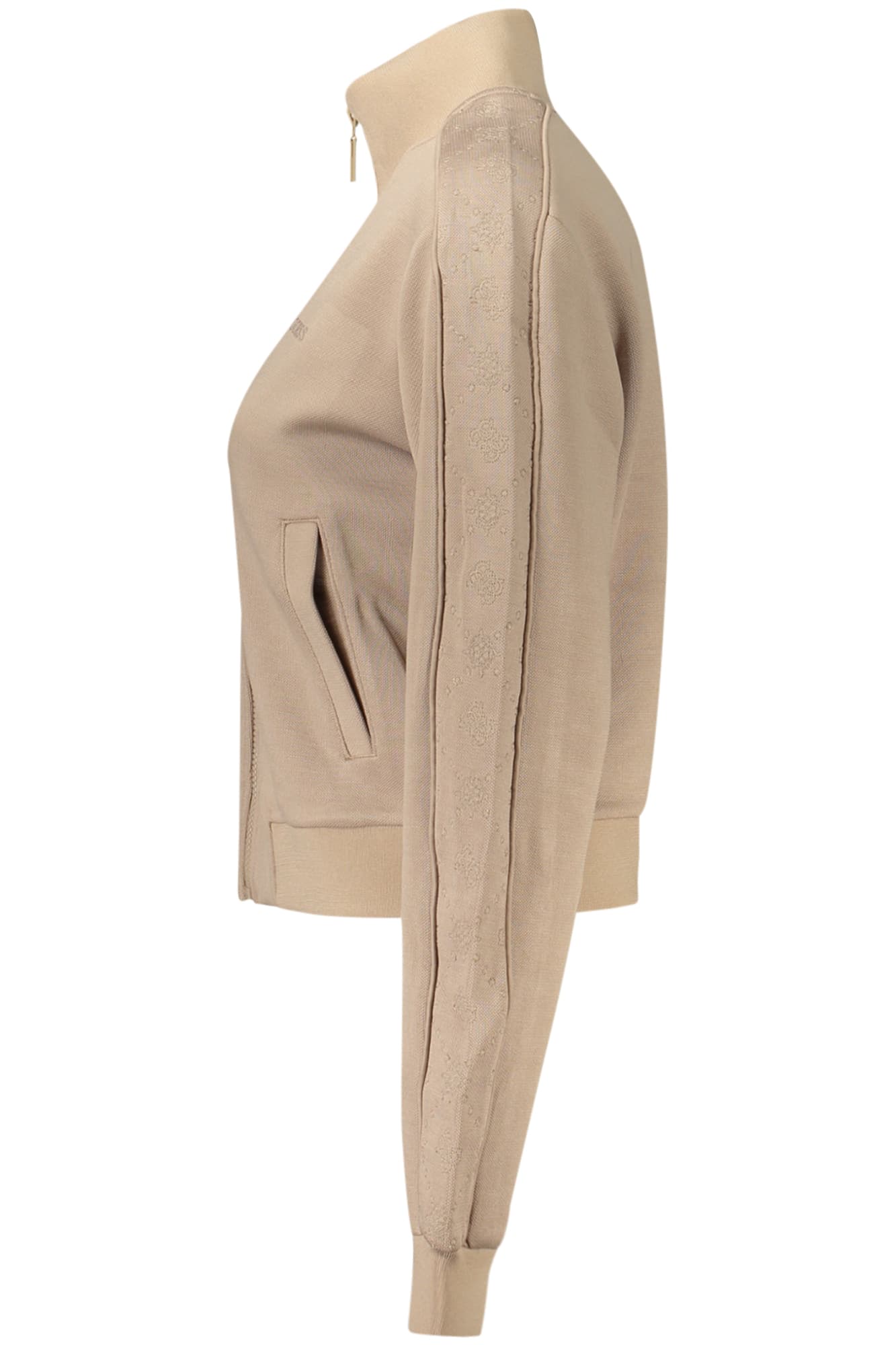 GUESS JEANS FELPA CON ZIP DONNA BEIGE - Miniatura 3