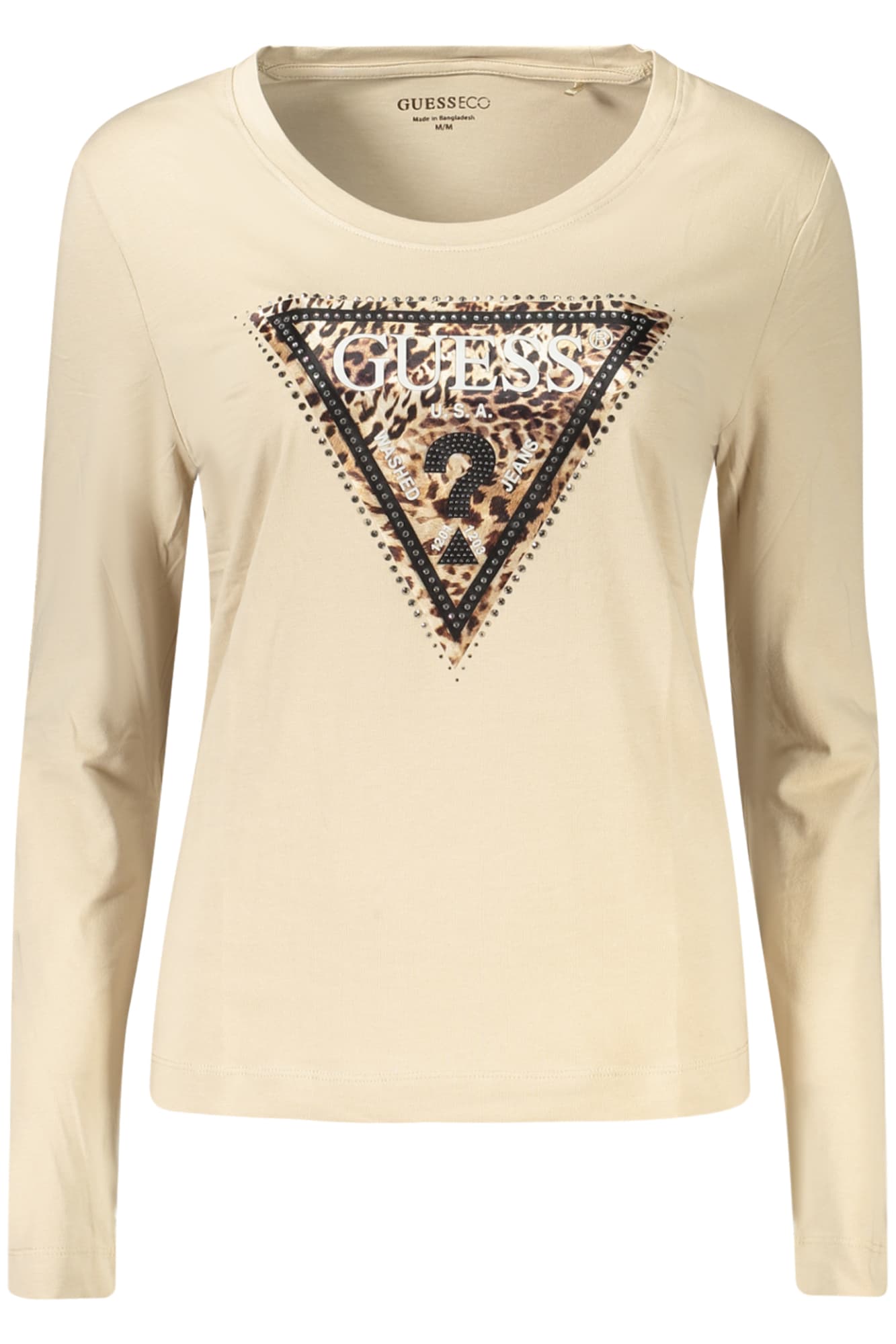 GUESS JEANS T-SHIRT MANICHE LUNGHE DONNA BEIGE - Immagine 1