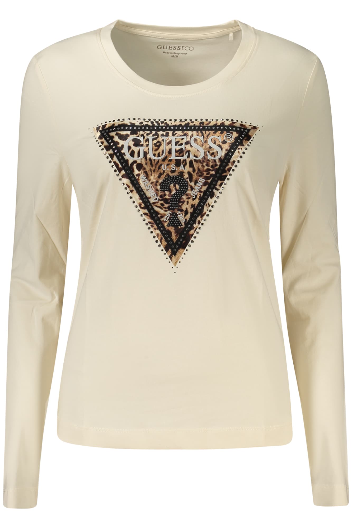 GUESS JEANS T-SHIRT MANICHE LUNGHE DONNA BEIGE - Immagine 1