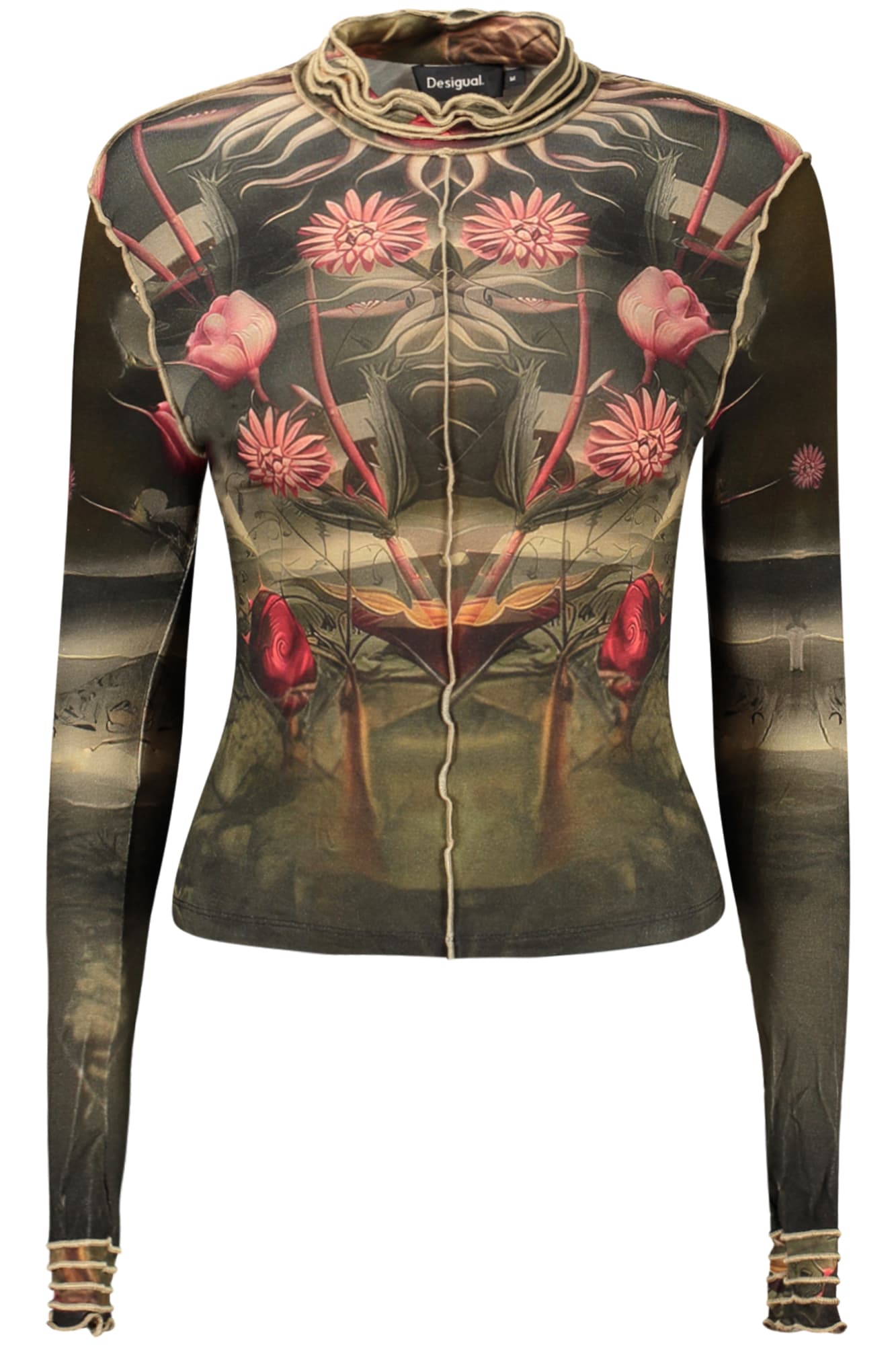 DESIGUAL T-SHIRT MANICHE LUNGHE DONNA NERO