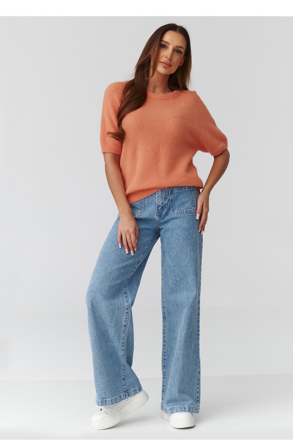 Maglione a manica corta model 224080 Makadamia - Miniatura 2