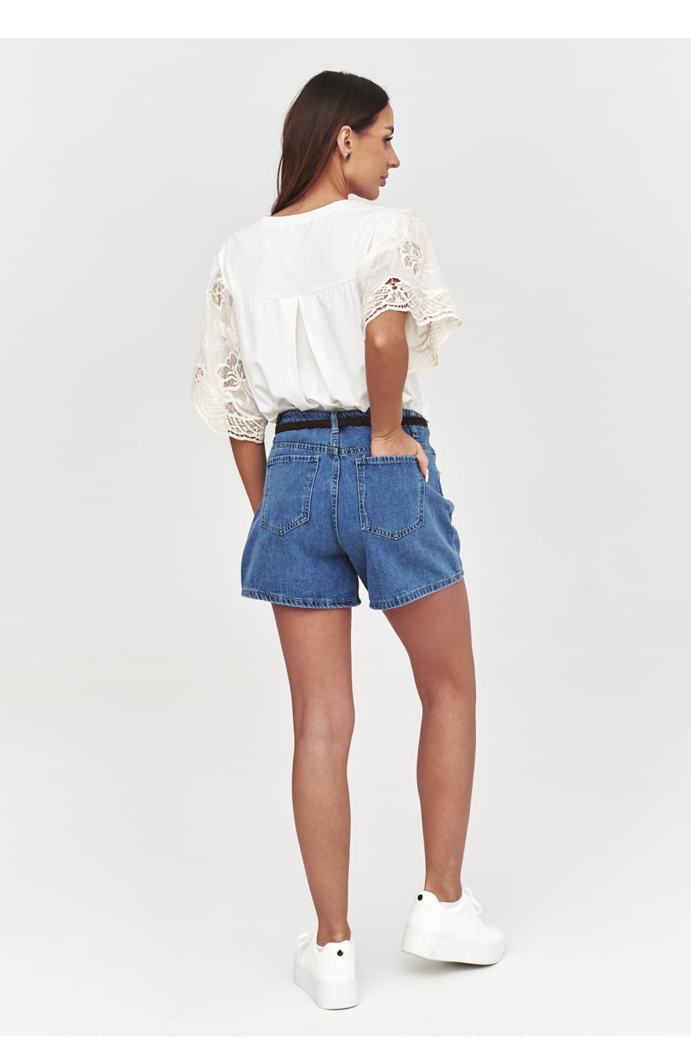 shorts in denim model 228292 Makadamia - Miniatura 3