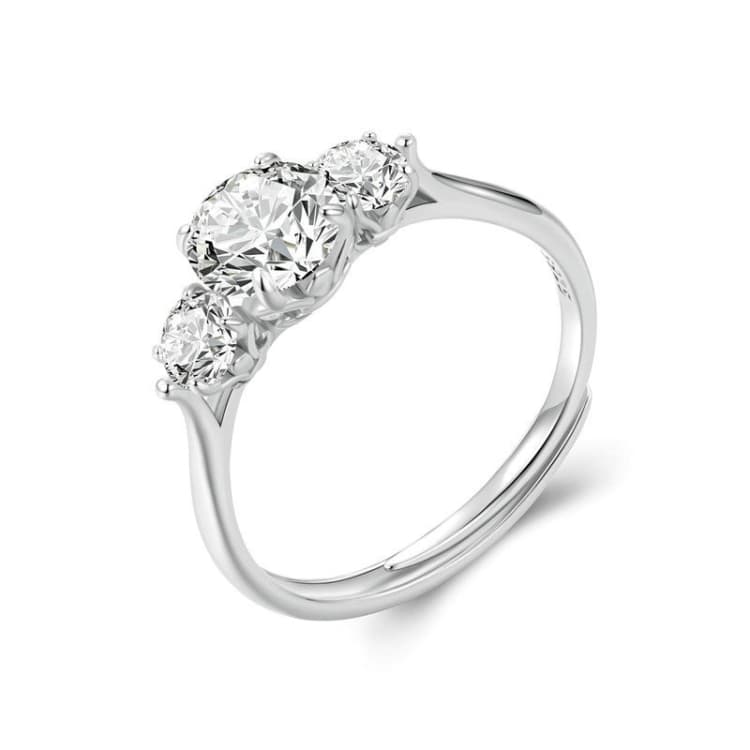 1 Carat Moissanite S925 Sterling Silver Platinum Plated Open Adjustable Ring(MSR051-E) - Immagine 1