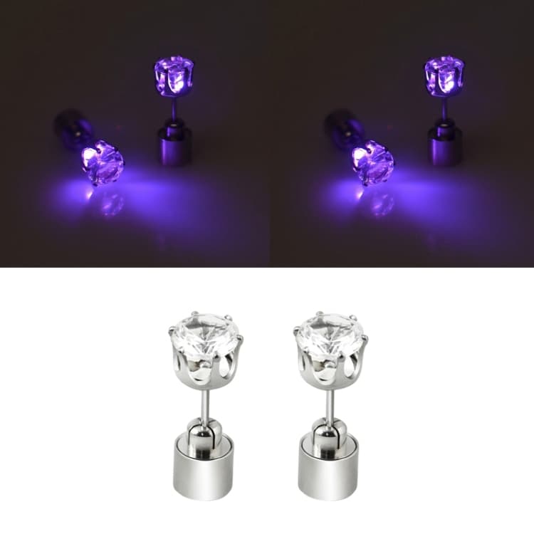 1 Paio di Orecchini LED Fashion Luminescenti a Forma di Diamante (Viola) - Immagine 1