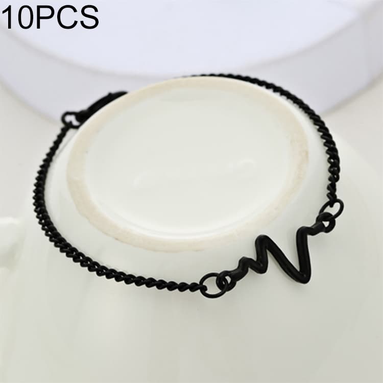10 PCS Bracciale Semplice Personalitร Figura ECG Fulmine Bracciale Coppia Frequenza Battito Cardiaco - Immagine 1