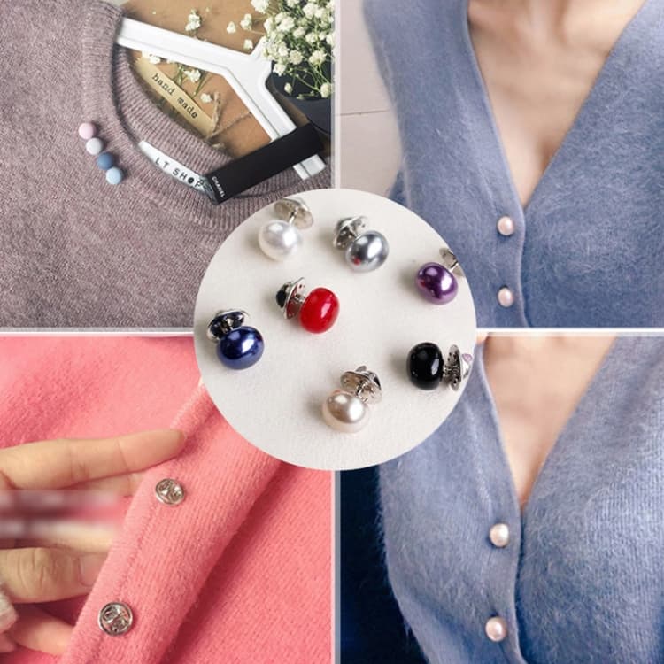 10 PZ Spilla a spillo versatile con perla e fibbia a bottone anti-luce, spilla a scialle, spilla a sciarpa fai-da-te, spilla a spilla (colore casuale) - Immagine 1