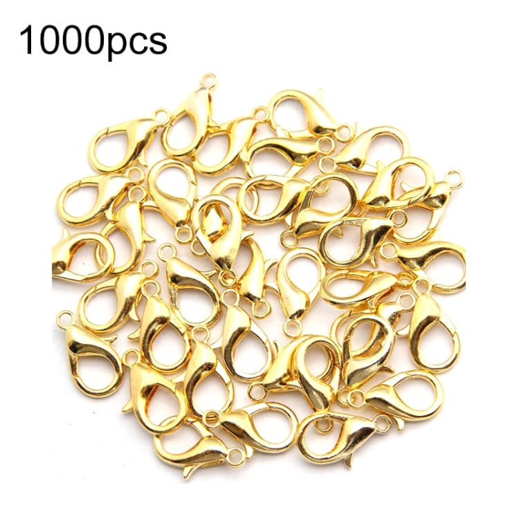 1000 PZ 12mm Accessori per Bigiotteria Fai-da-te Gancio a Artiglio di Aragosta in Lega di Alta Qualitร (Oro) - Immagine 1