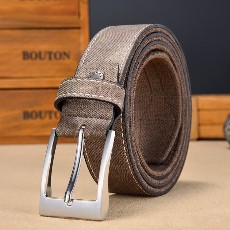 Cintura casual uomo in tela 110 cm con giunzione, cintura versatile per studenti (Caffรจ) - Immagine 1