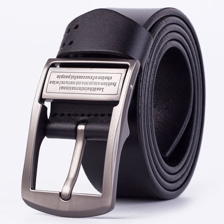 Cintura in pelle con fibbia a pinza da uomo 110 cm, vitello laccato retrรฒ (ZK-032 Nero) - Immagine 1