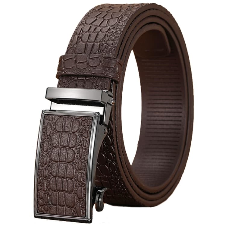 Cintura da uomo in pelle con motivo coccodrillo 115cm senza fibbia (Marrone) - Immagine 1