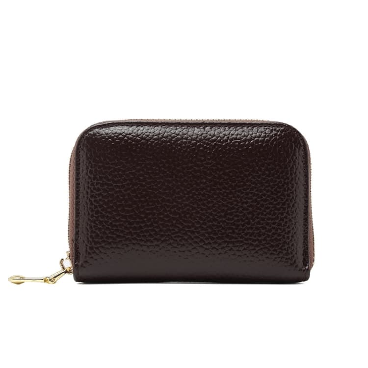 1626 Short RFID Anti-Theft Brush Multiple Card-Binding Card Package Ladies Cowhide Zipper Wallet(Brown) - Immagine 1