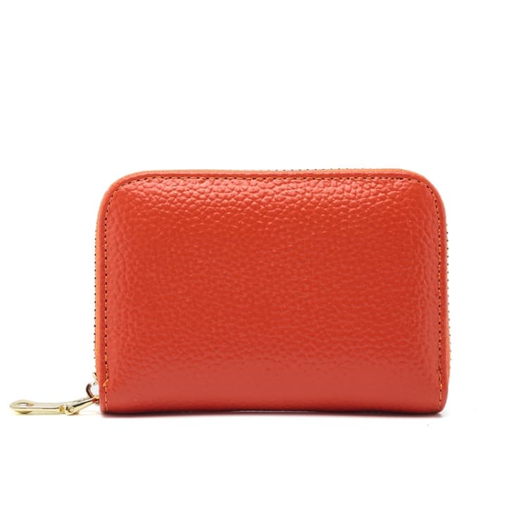 1626 Short RFID Anti-Theft Brush Multiple Card-Binding Card Package Ladies Cowhide Zipper Wallet(Orange) - Immagine 1